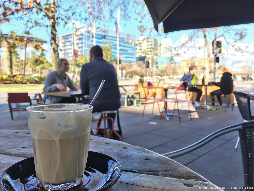 Coffee at an alfresco cafe in Adelaide