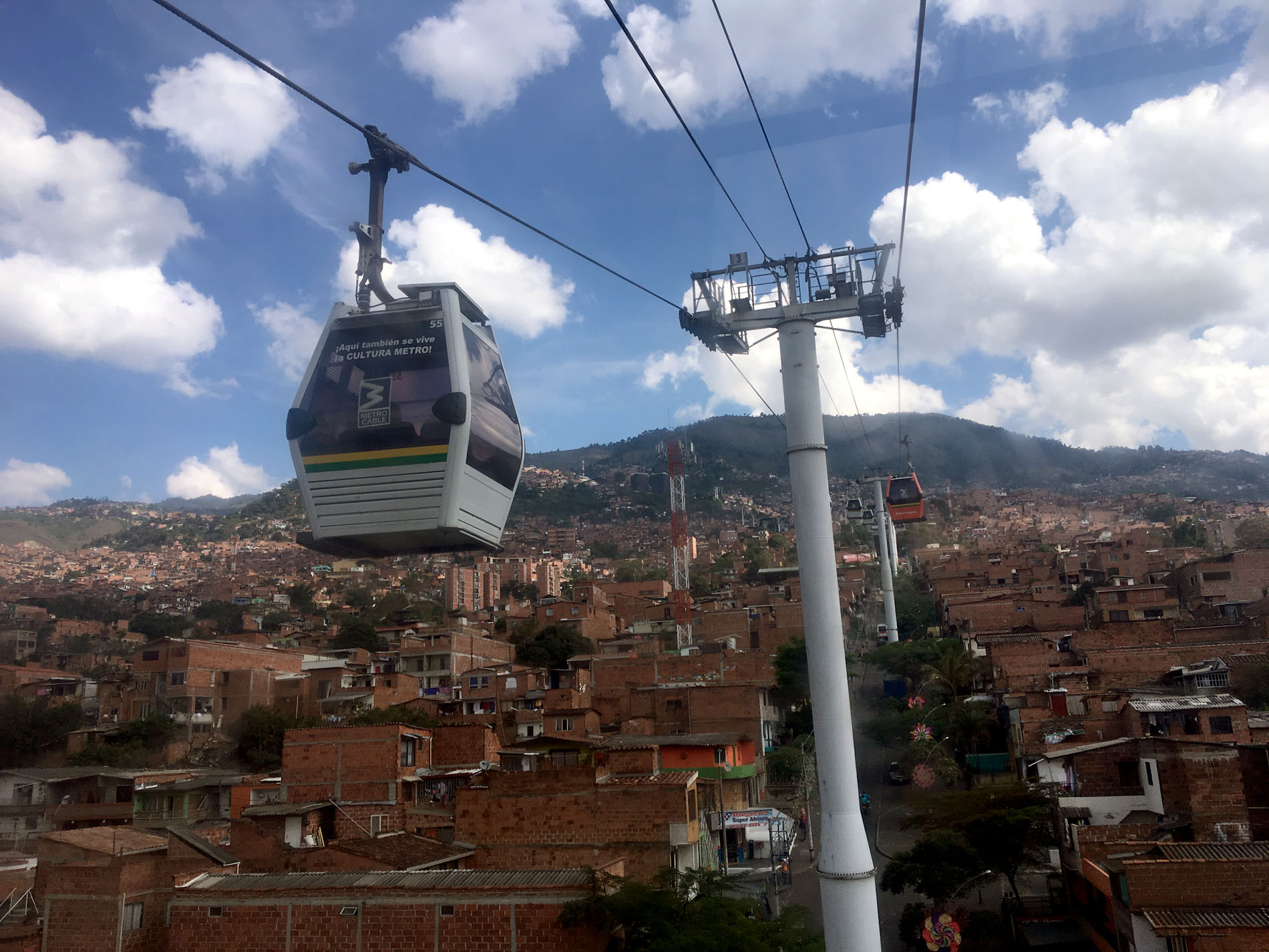 Metrocable along the steep slopes surrounding Medellin