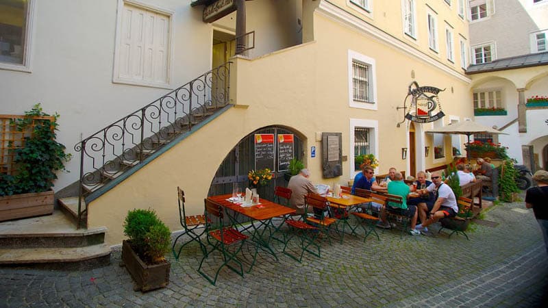 Restaurants on Getreidegasse Lane, Salzburg