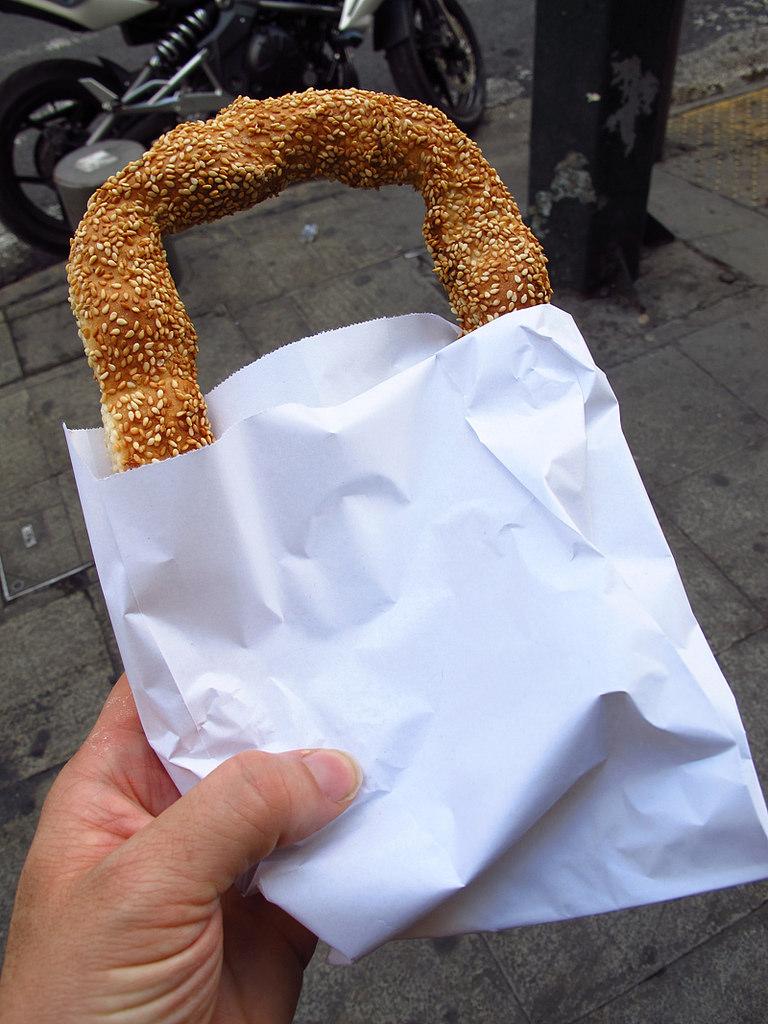 Koulouri, a sesame-covered bread, Mediterranean Food