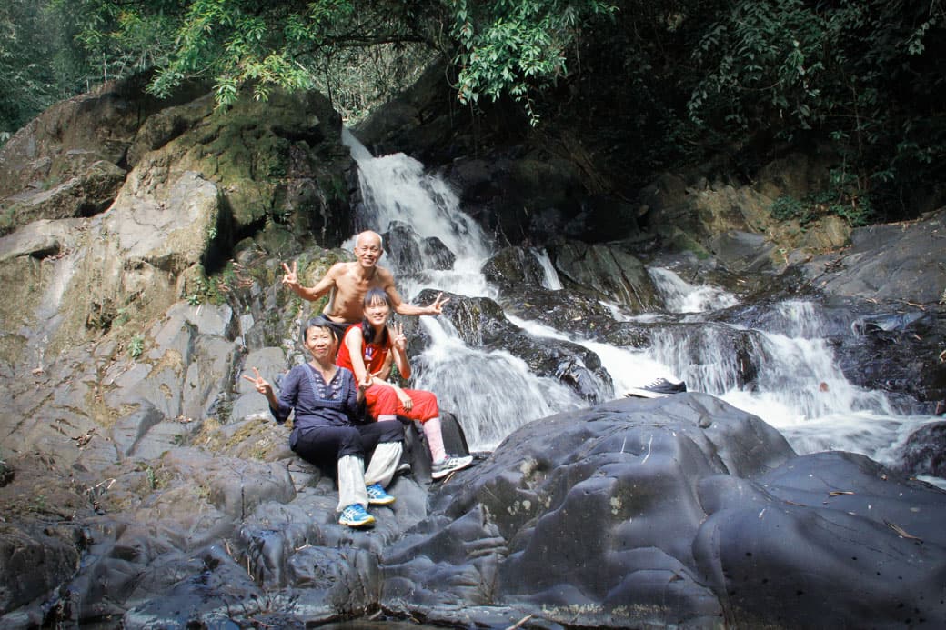 Posing at Sip Et Chan Waterfall