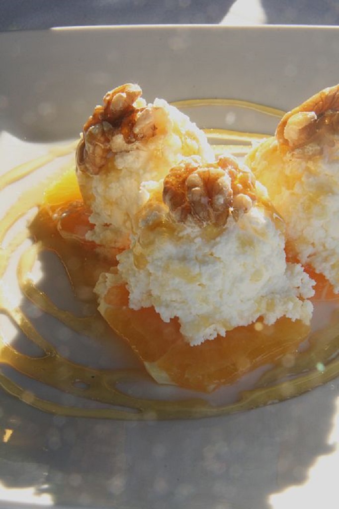 Mató cheese with honey and walnuts, Mediterranean Food