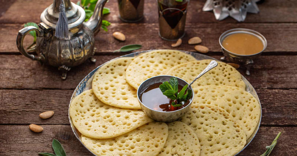 Baghrir and mint tea, Morocco