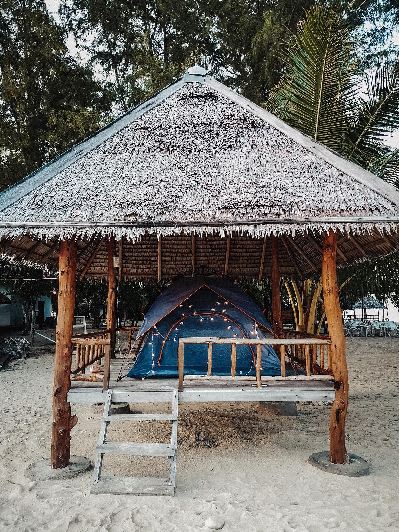 A tent on White Sands Island, Bintan