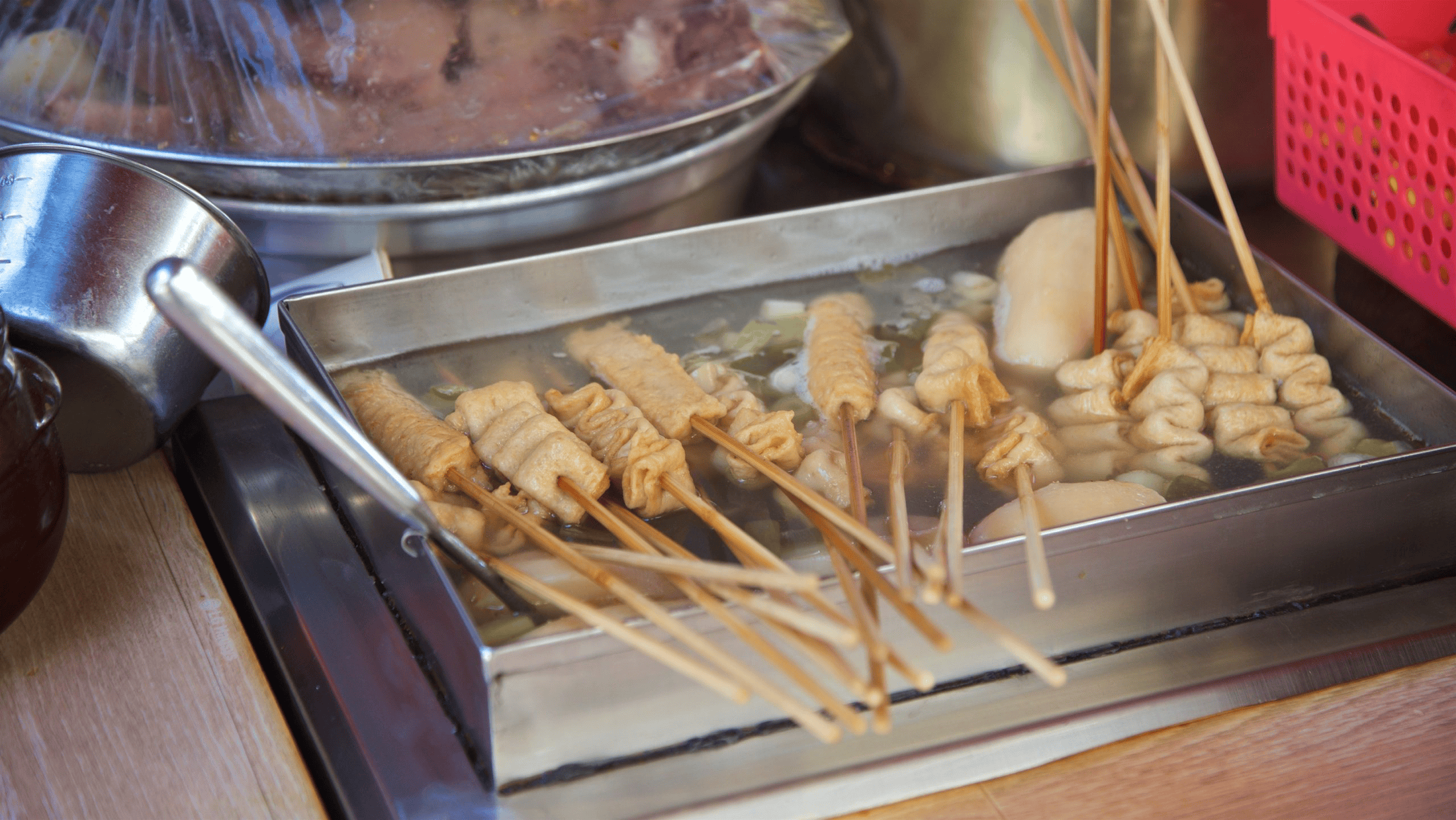 Cooking odeng at Busan street food market