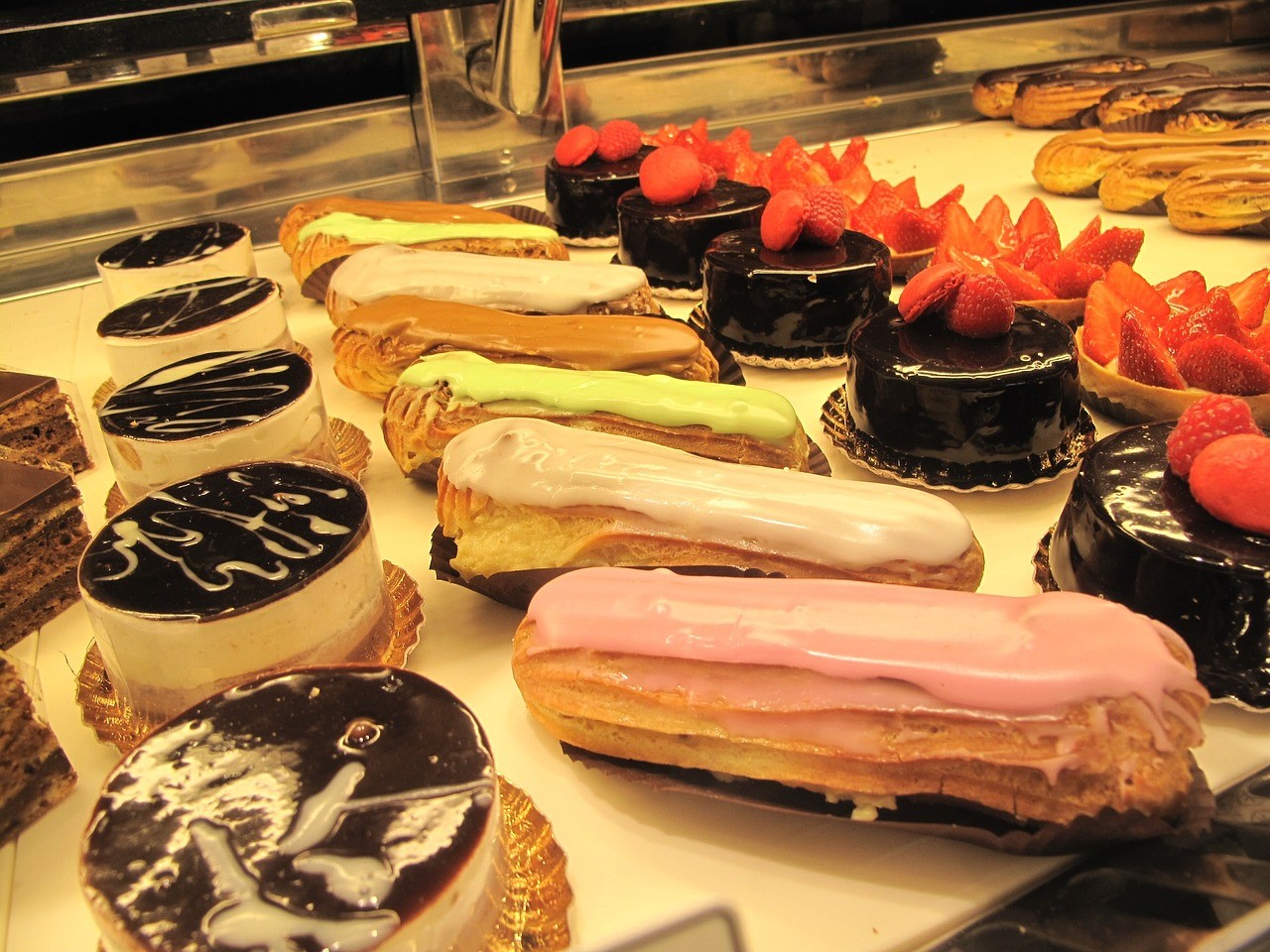 A display of eclairs in Paris