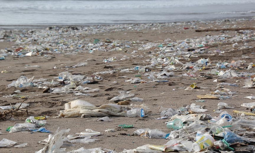 Plastic waste on the beach