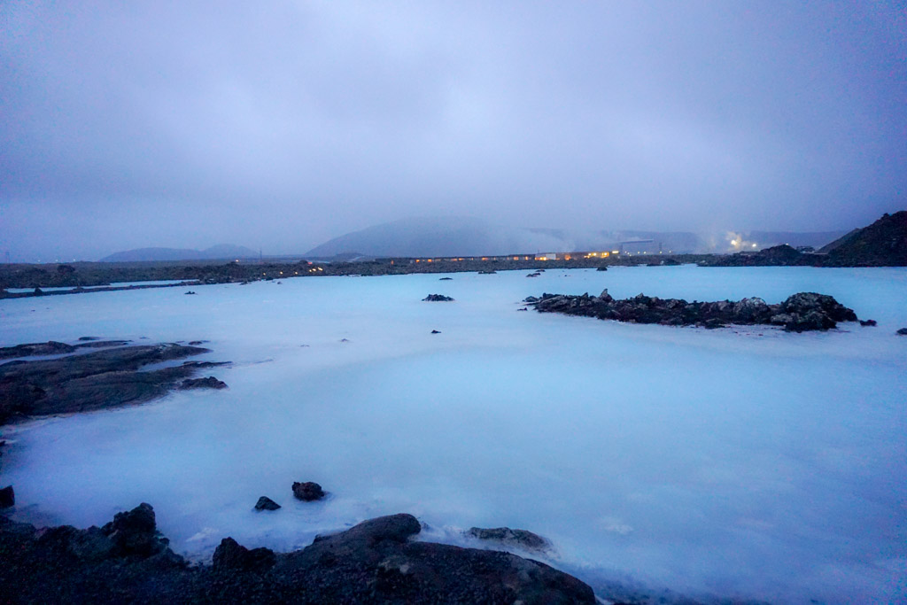 The warm geothermal waters of the Blue Lagoon