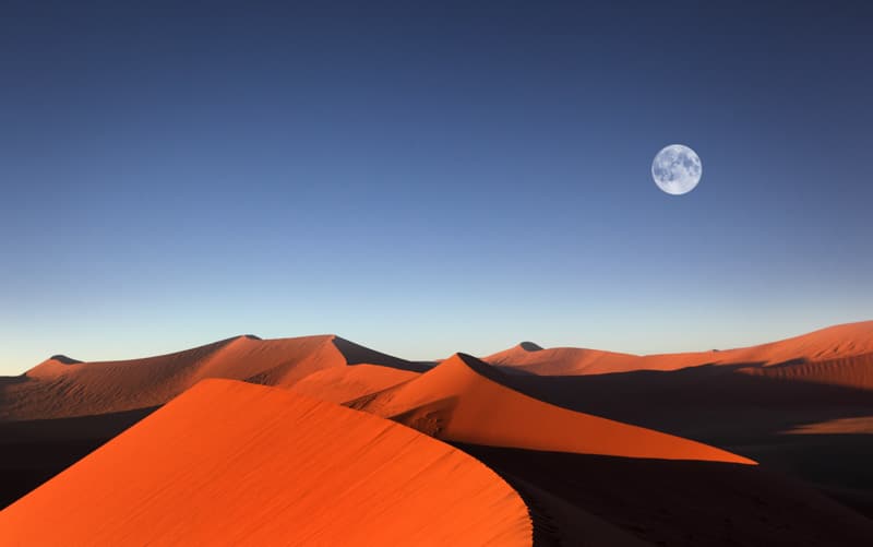 Sand dunes under the moon