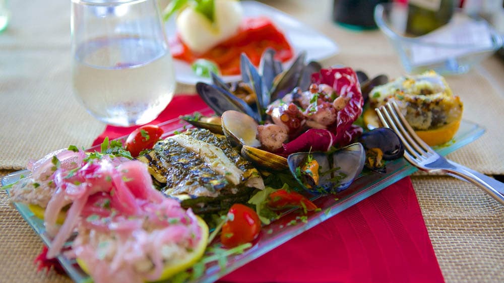 Seafood dishes in Sicily, Italy