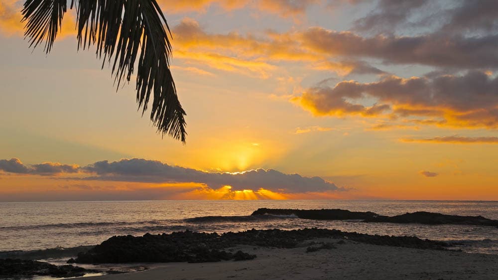 Sunset over water on Taveuni Island, Fiji