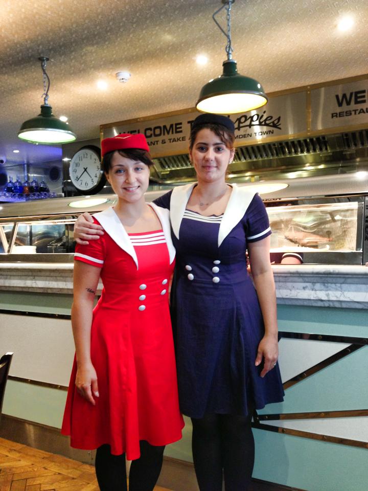 Waitresses at Poppie's fish & chips in London