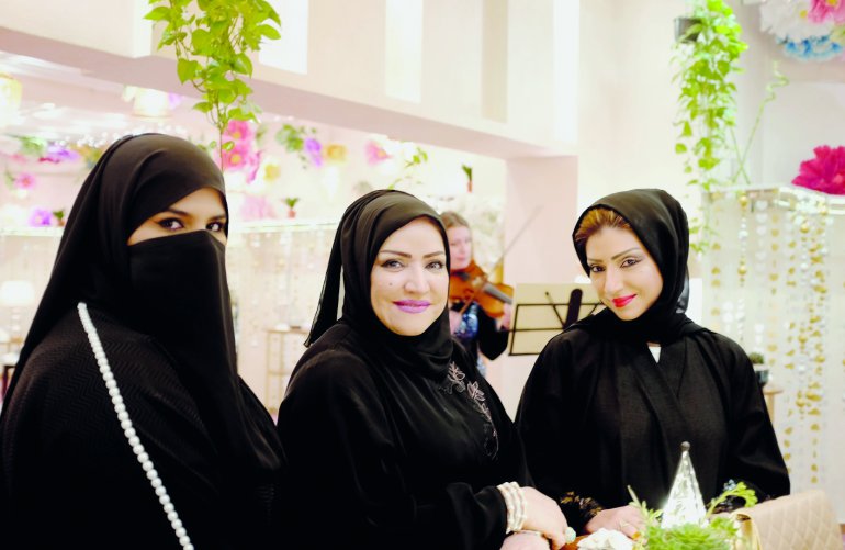 Traditional black abayas worn by Qatari women