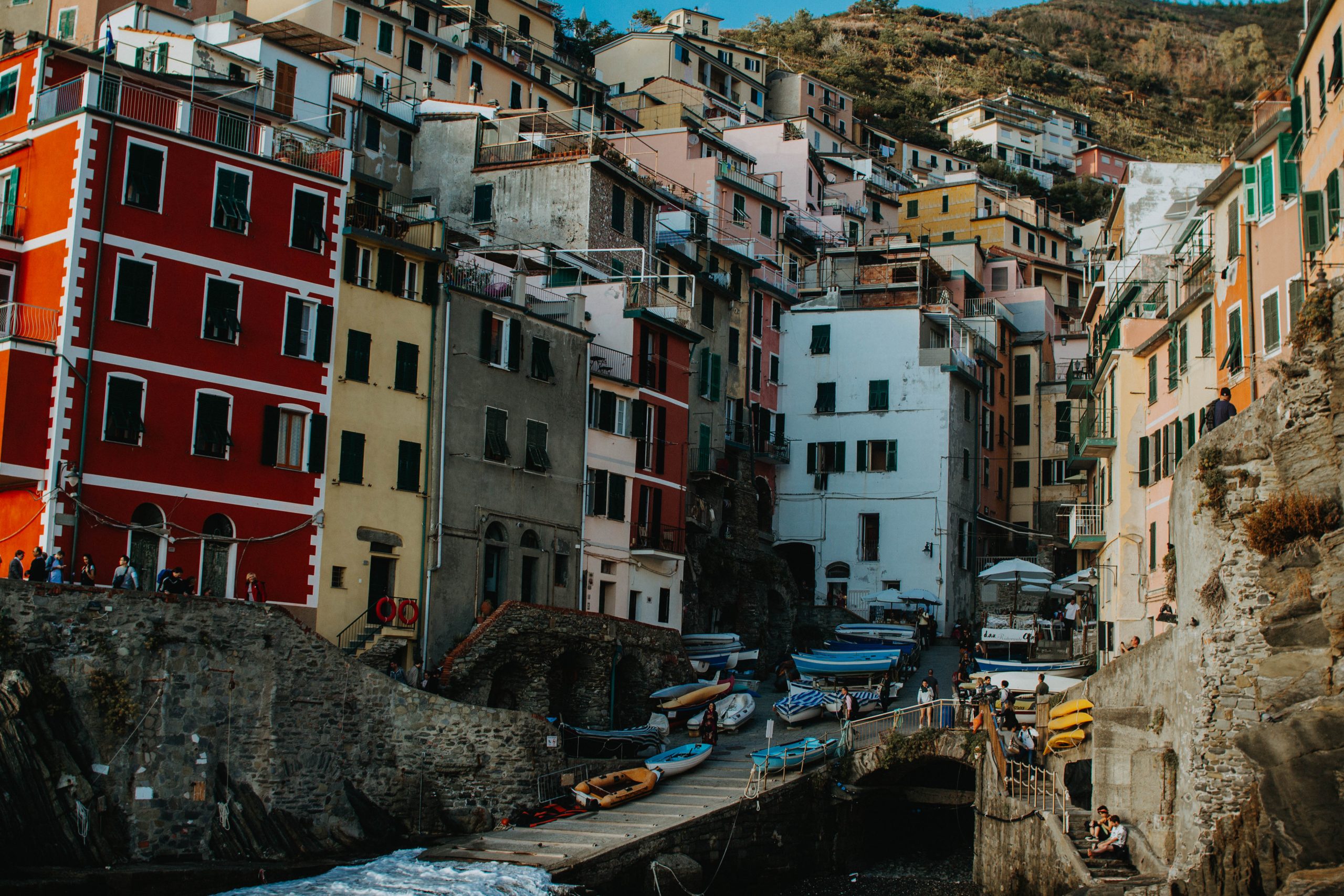 Colourful houses of Riomaggiore by the harbour