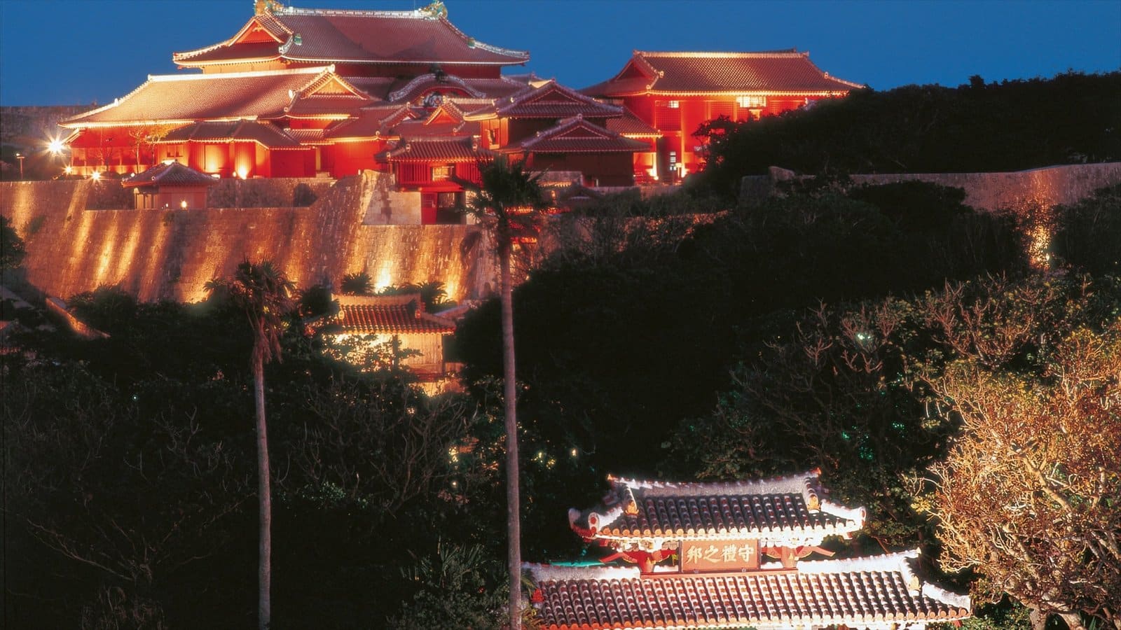 A view of Shujiro Castle at night