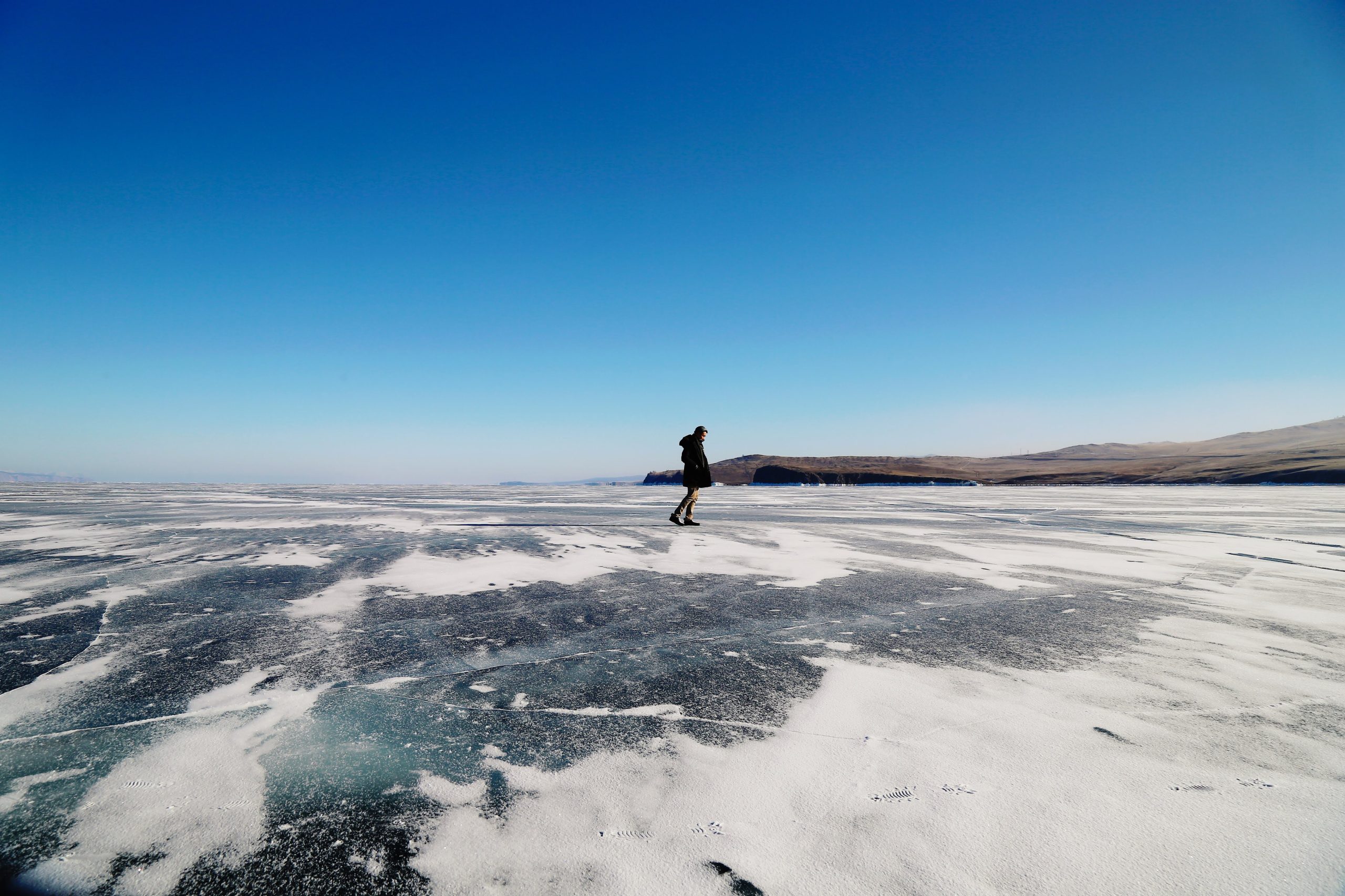Walking on ice in Siberia