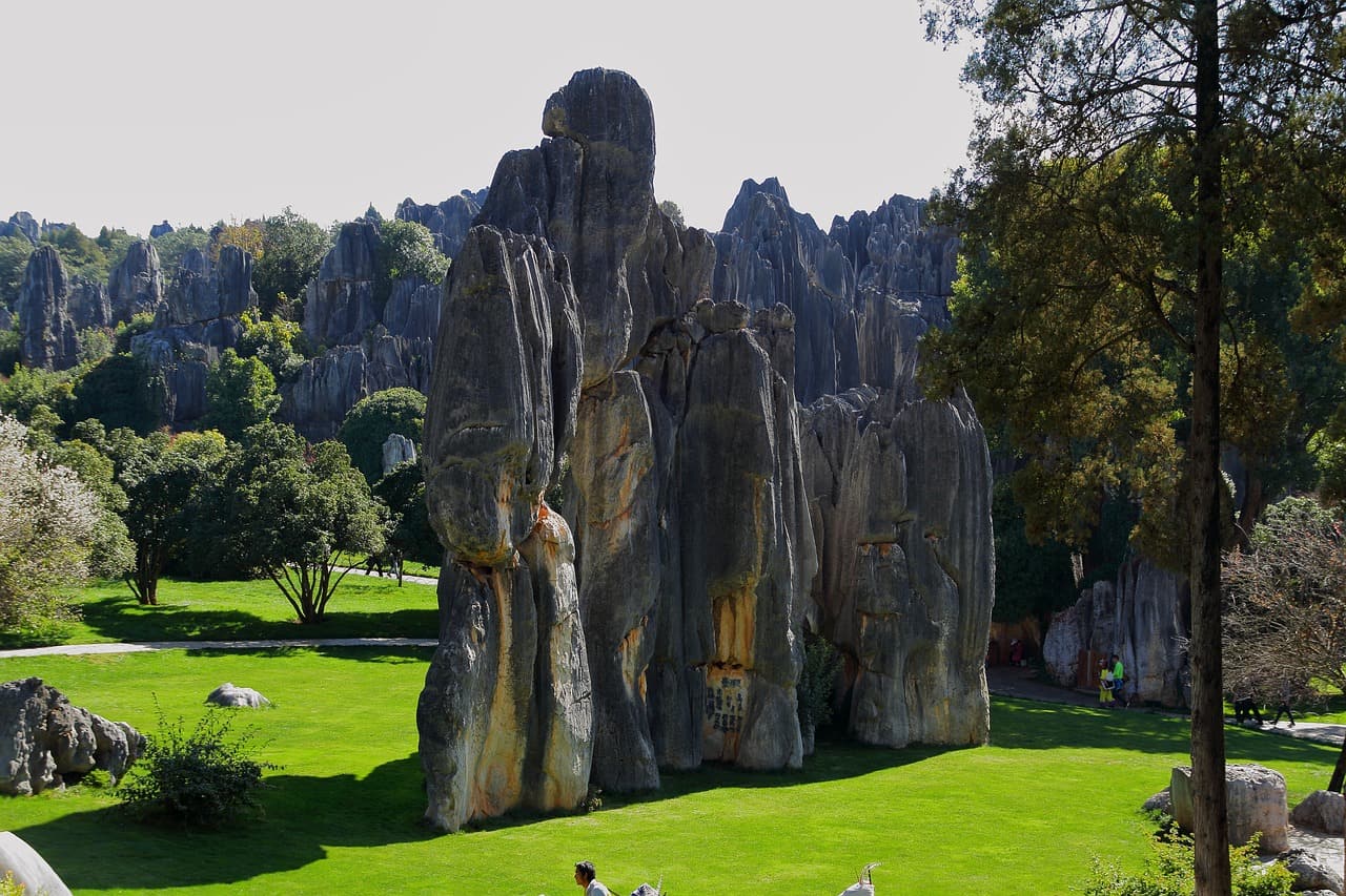 large stone formation in park