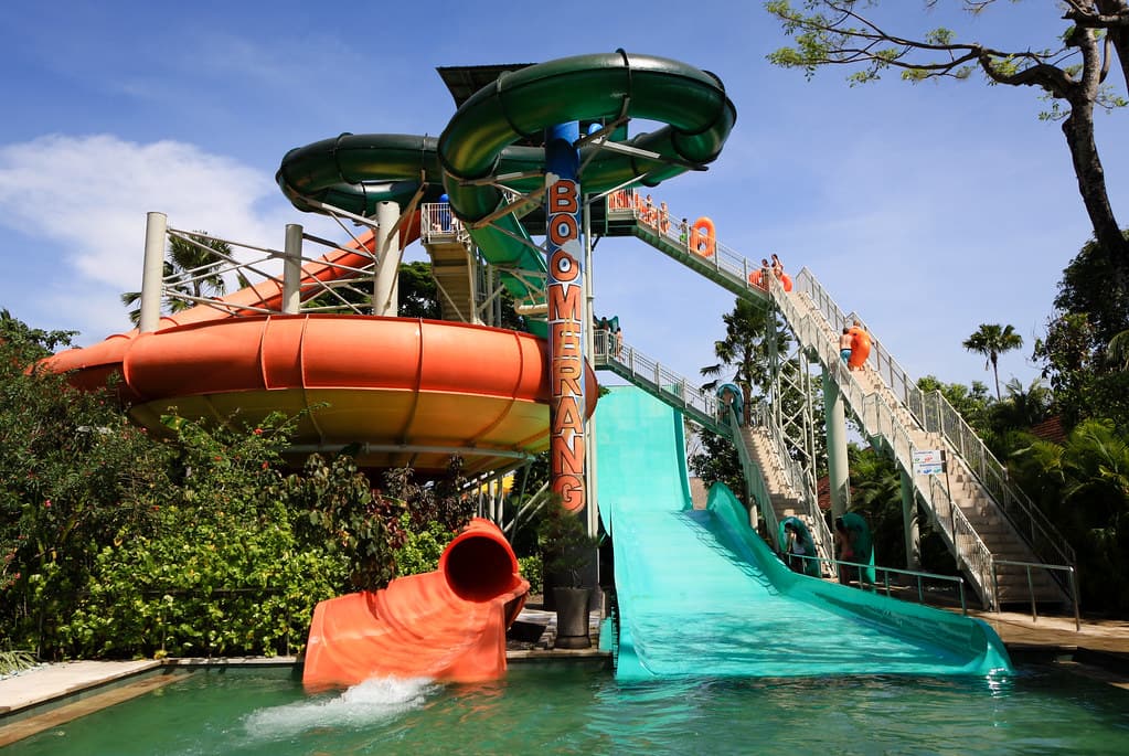 orange and teal water slide bali