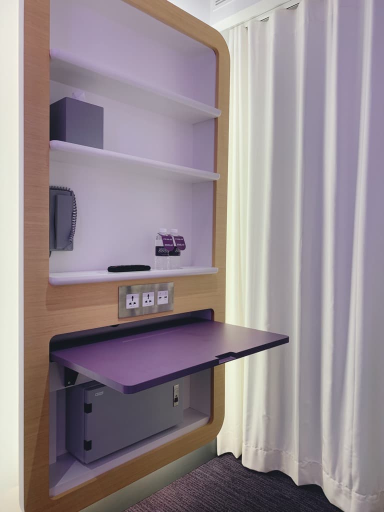 Shelving unit at YotelAir room