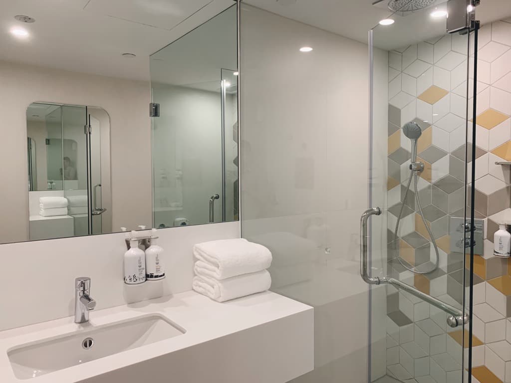 Shower capsule facilities at YotelAir room