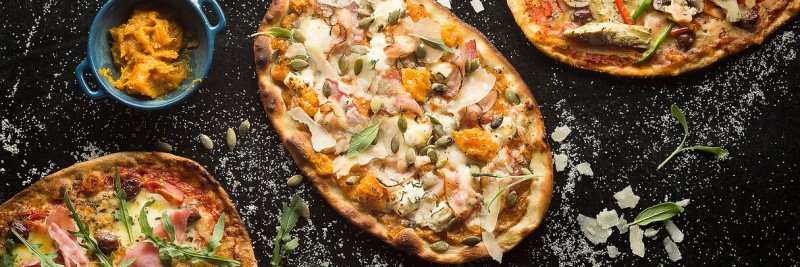 Ash & Elm - Assorted Flatbread (Proscuitto & Arugula, Pumpkin & Bacon, Vegetarian)