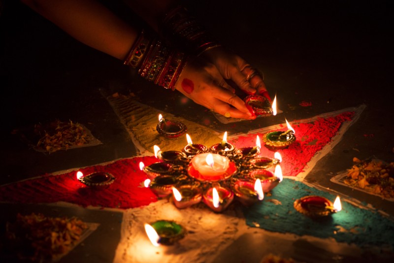 Diwali lights and floor patterns