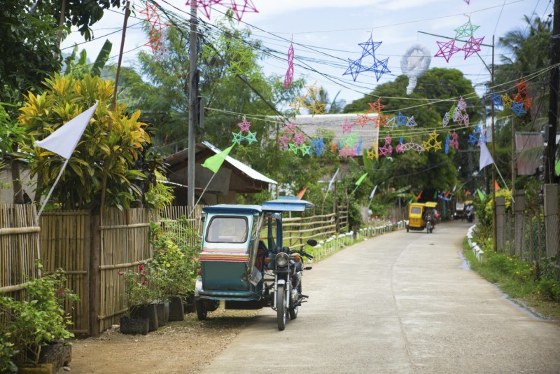 Philippino village with Christmas decorations