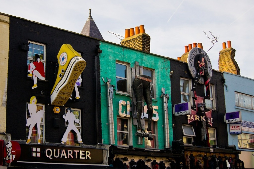 Shopfronts in Camden Market, London